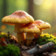 Champignons chanterelles grises dans la forêt ensoleillée