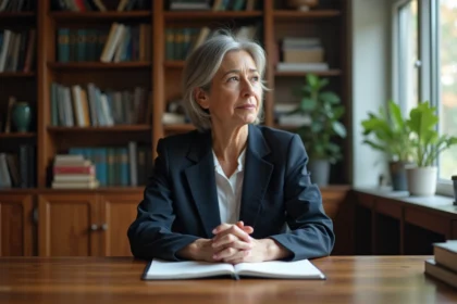 Femme d'âge moyen dans un bureau réfléchi et professionnel