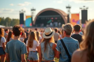 Groupe de jeunes et fans de musique lors du festival Vieilles Charrues
