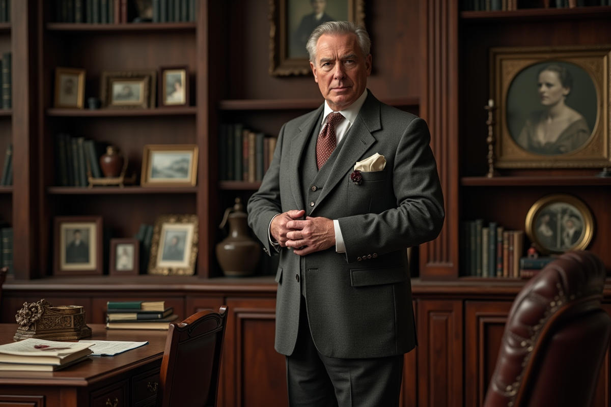 Homme en costume vintage dans un bureau ancien