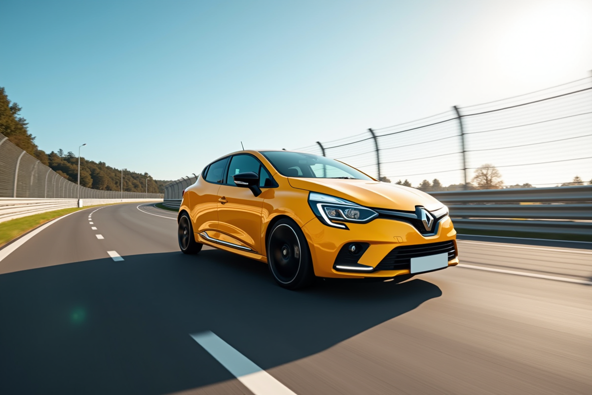 Renault Clio 2 V6 en pleine vitesse sur circuit