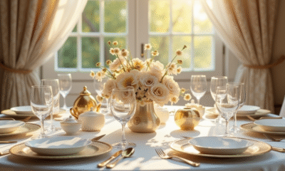 Table élégante pour anniversaire de diamant avec décoration or et blanc
